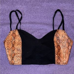 🤎Urban Outfitters Crop Tie Back Snake Print Bustier🐍